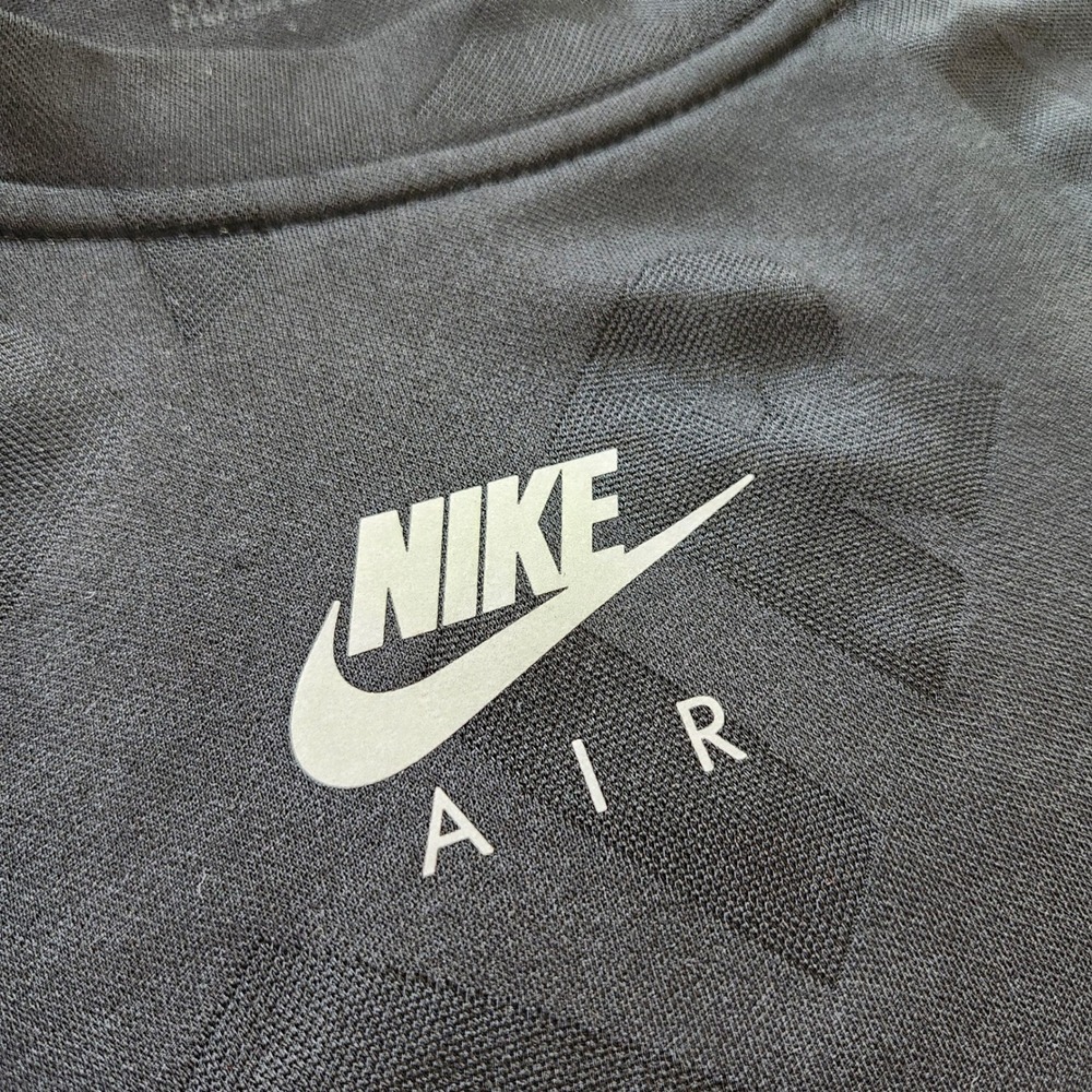Nike Air Dri-FIT Women Black Jacquard Logo Long Sleeve Cropped Running Top Med - Picture 5 of 8